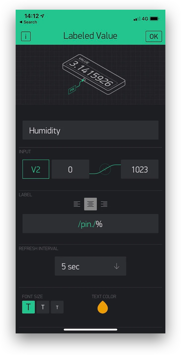 Setting humidity in Blynk